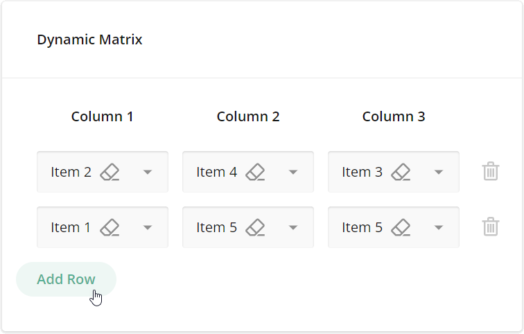Question types - Dynamic Matrix