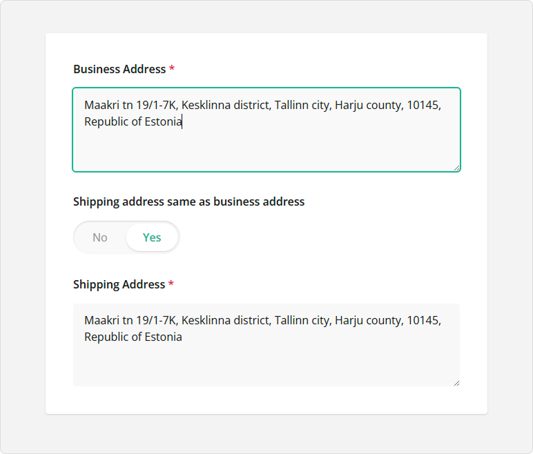 Composite question type - Shipping Address