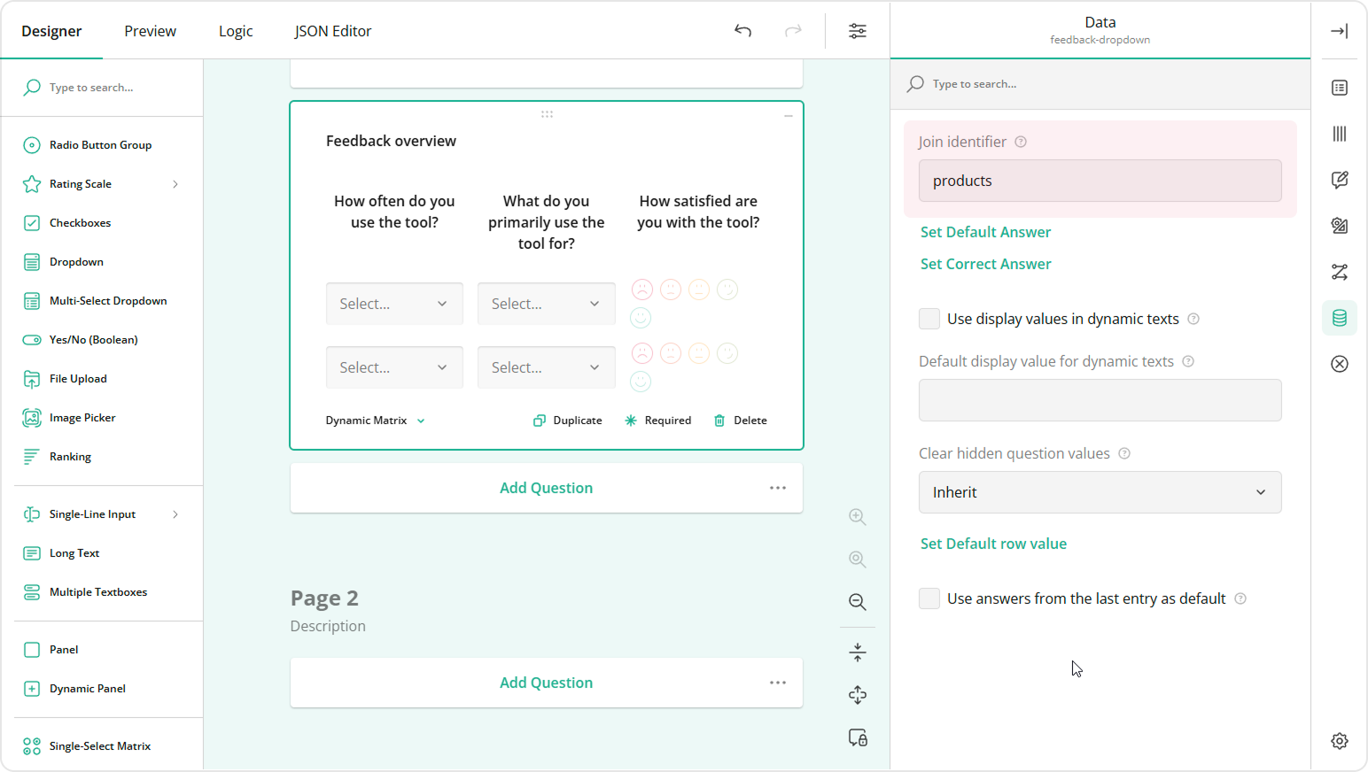 Connect the loop driving question to the follow-up loops using the Join identifier setting