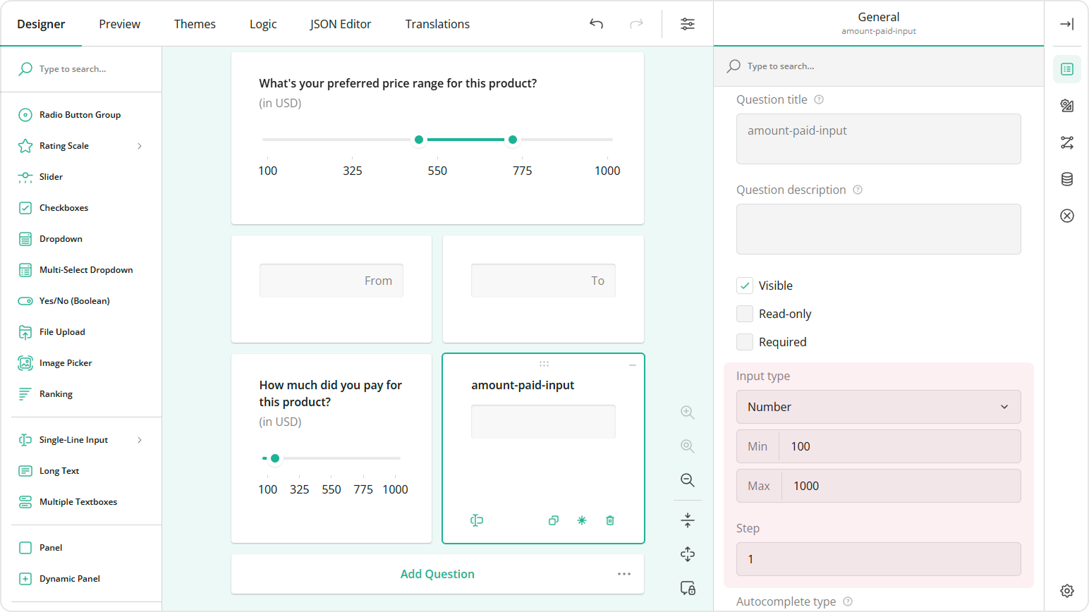 Change the input type for the Sinle-Line Input question