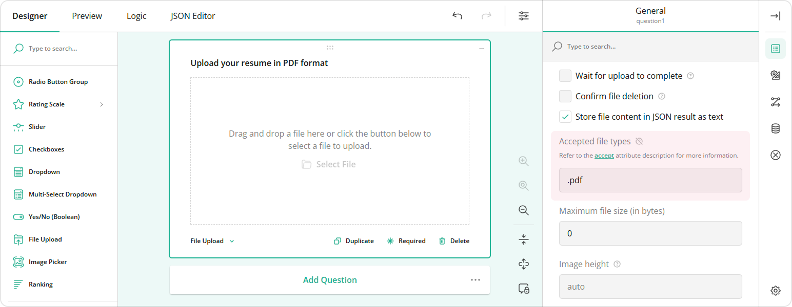 Survey Creator: Hints in the Property Grid