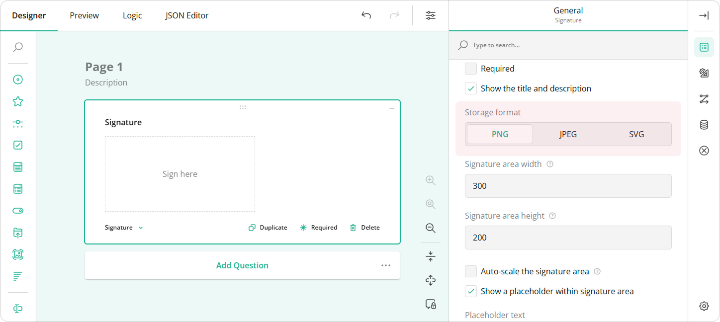 Survey Creator - Storage format