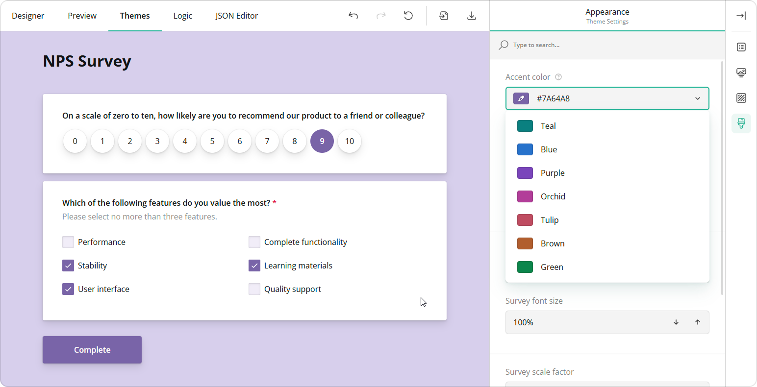 SurveyJS Theme Editor