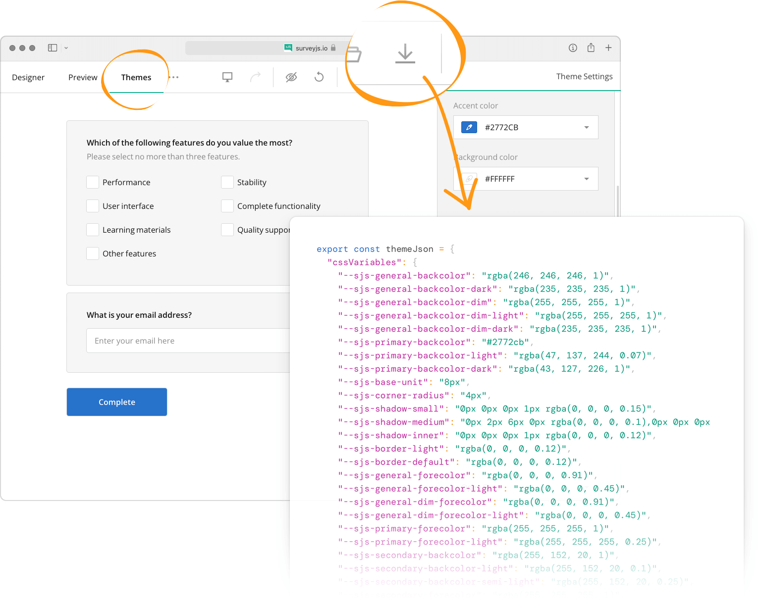 SurveyJS Theme Export